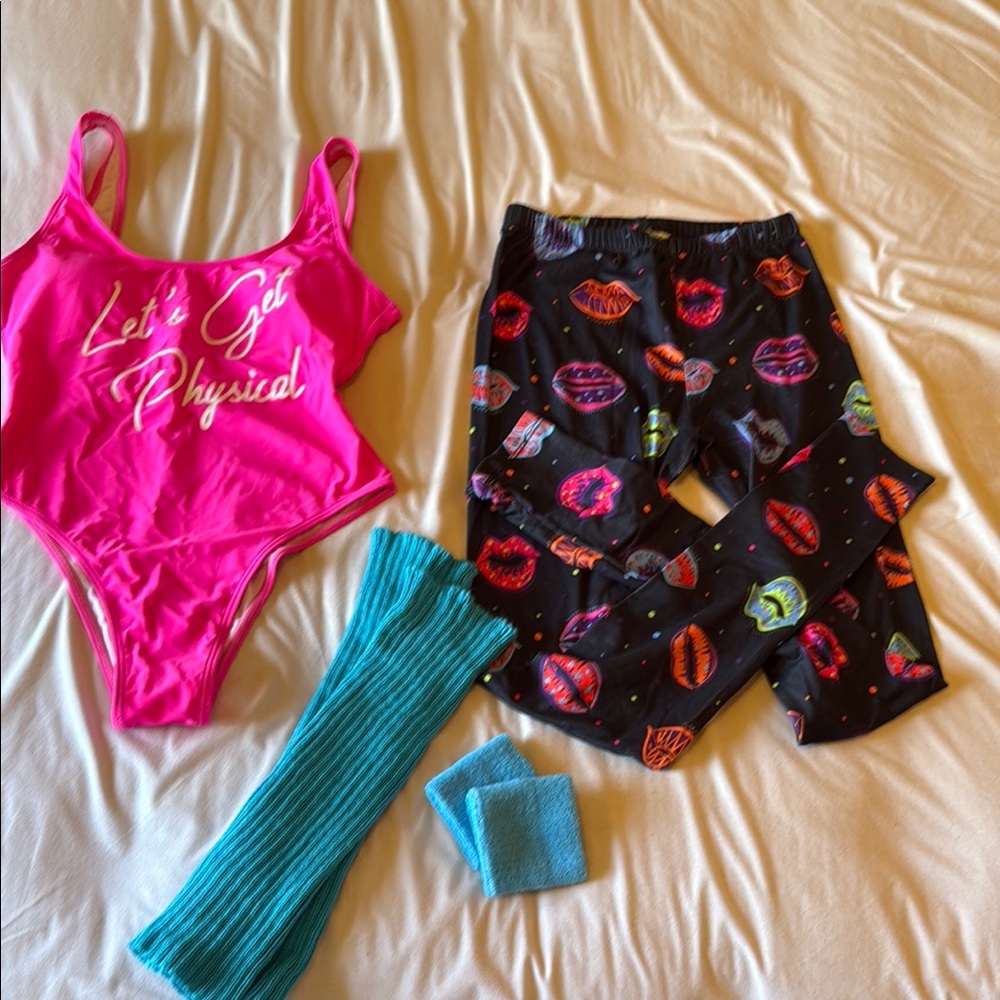 Pink Bodysuit and Black Leggings Set